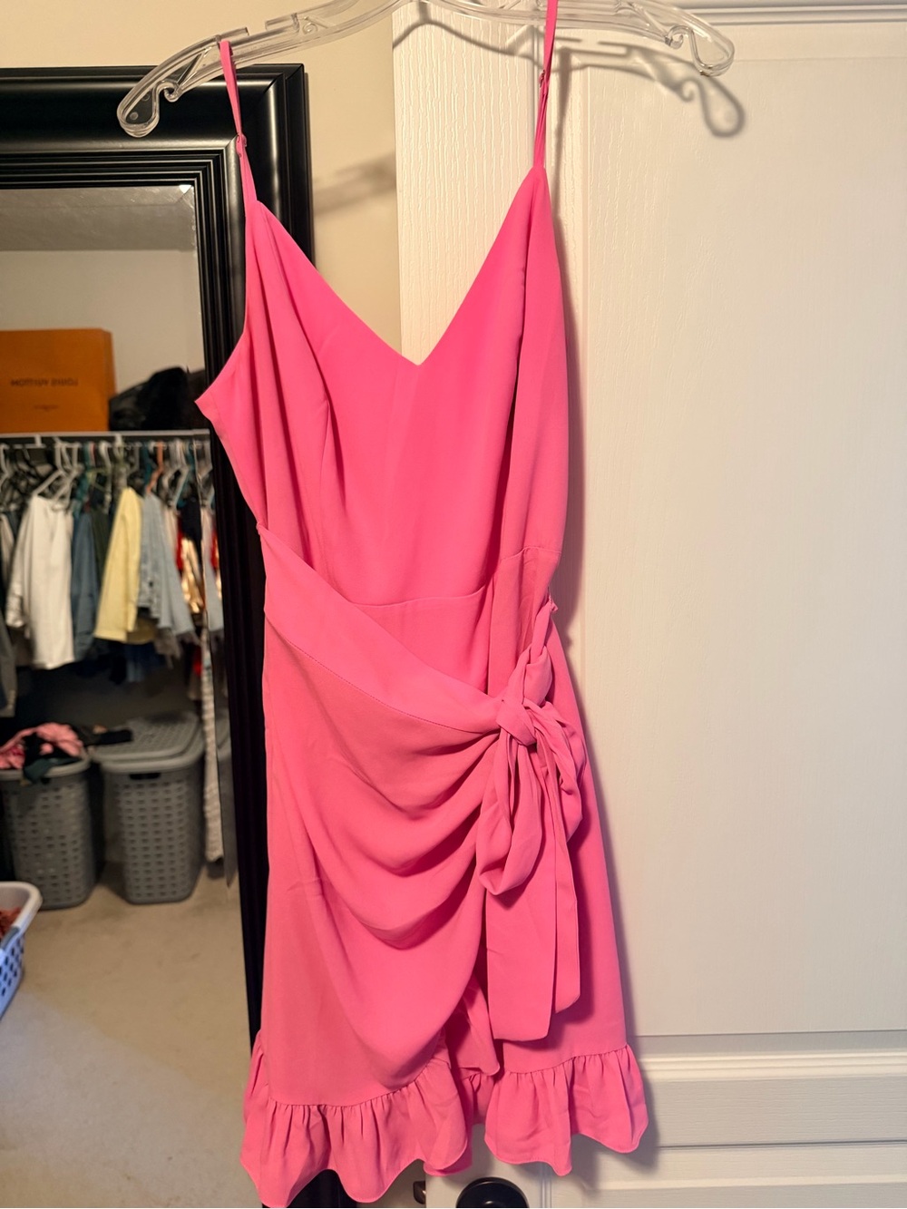 Lilly Pulitzer Hot Pink Spaghetti-Strap Wrap Mini Dress